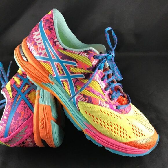Asics GEL Noosa Tri 10 Triathlon yellow multicolor MINT CONDITION 6.5 US MEDIUM - Picture 2 of 6